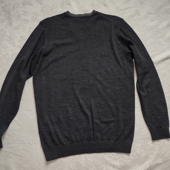 Jared Lang v-neck lightweight knit wool blend sweater charcoal - Picture 8 of 8